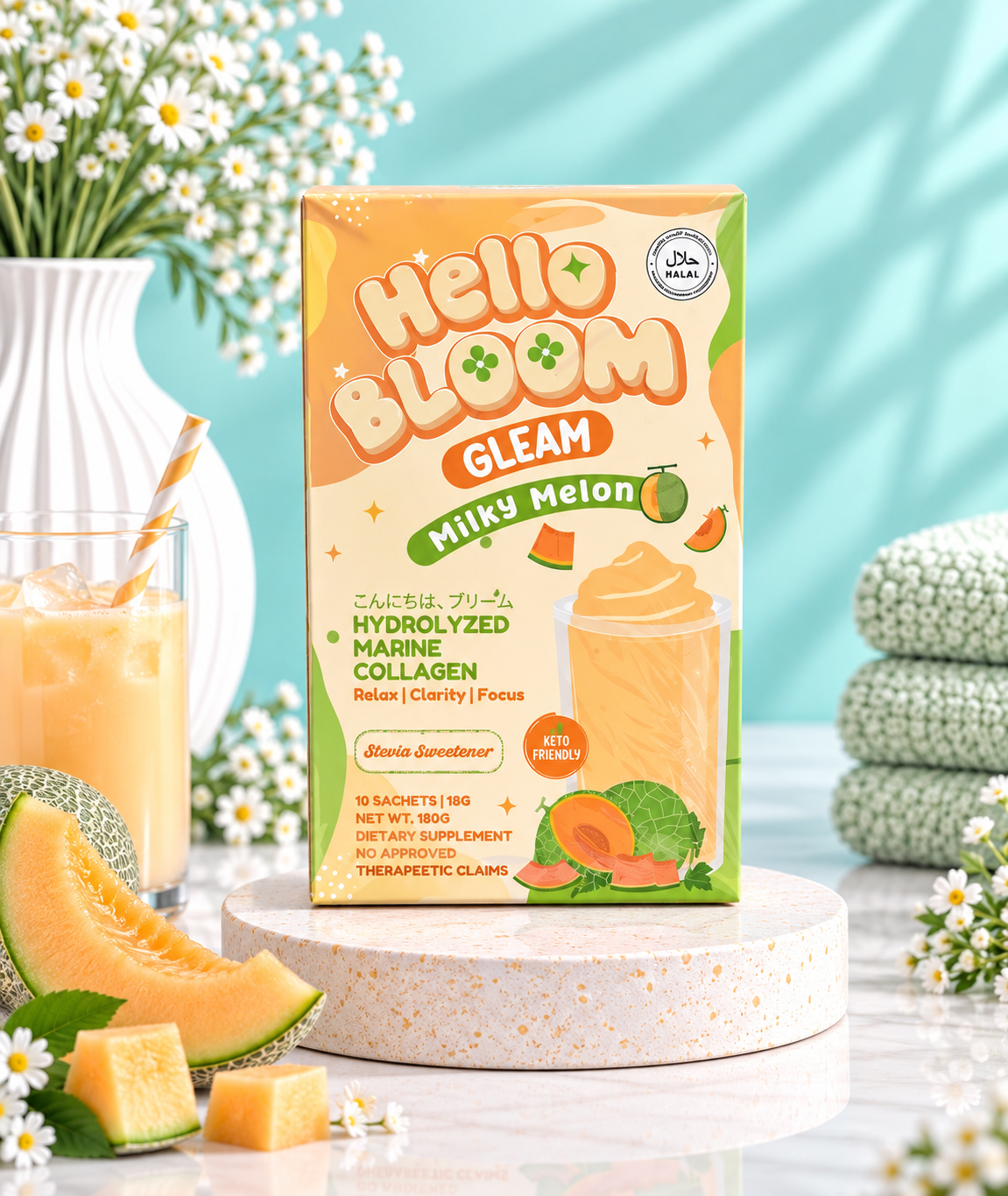 Hello Bloom Glow Glem Milky Melon 10 Sachets/18g