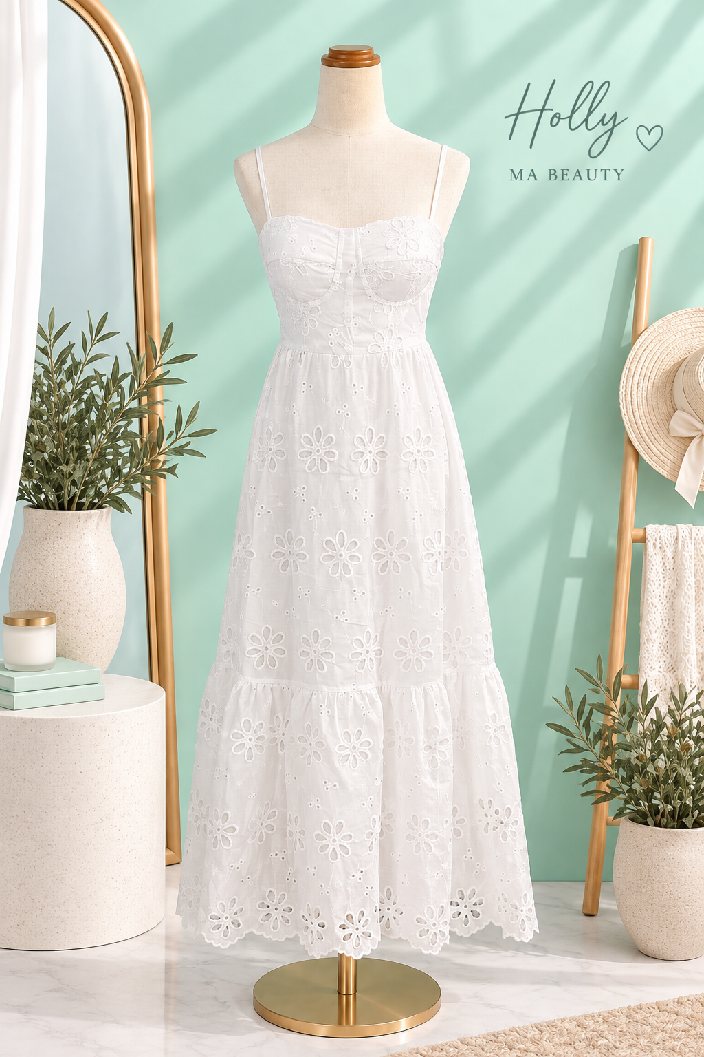 EYELET WHITE DRESS