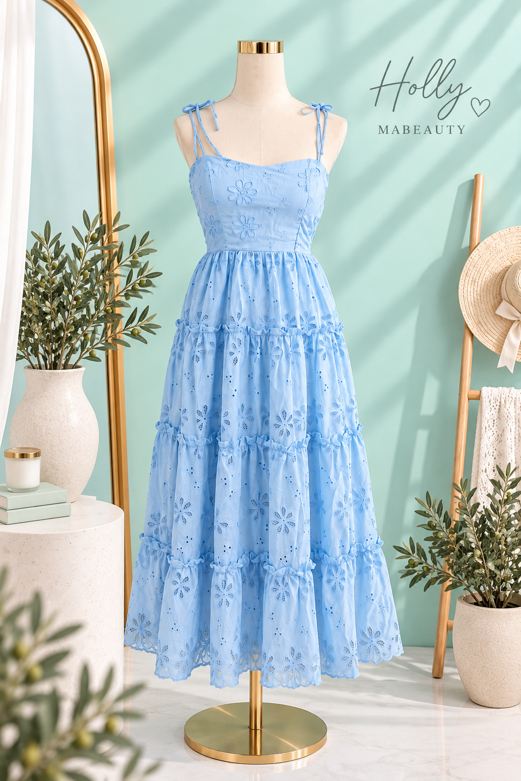EYELET DRESS BABY BLUE