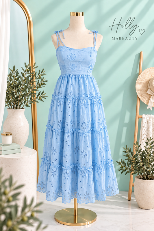 EYELET DRESS BABY BLUE